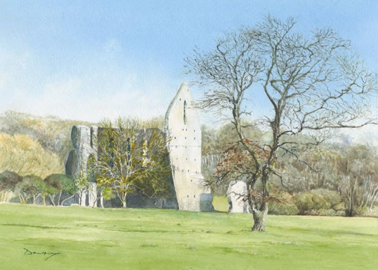 Newark Priory Ripley Watercolour Painting - Surrey Art Gallery