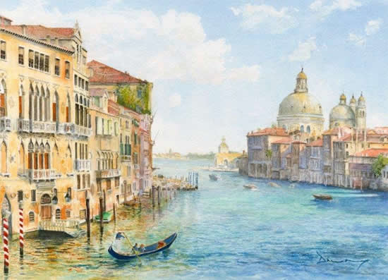 Basilica di Santa Maria Painting - Venice Art Gallery - Fine Art Prints of Water Colour Painting