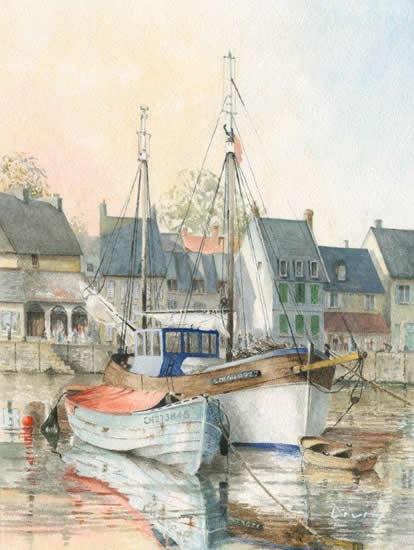 Paimpol Harbour France - Fine Art Prints Of Water Colour Painting Drury Art Gallery
