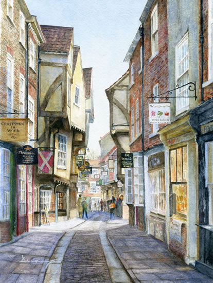 The Shambles York - Fine Art Prints of Painting by Woking Surrey Artist David Drury