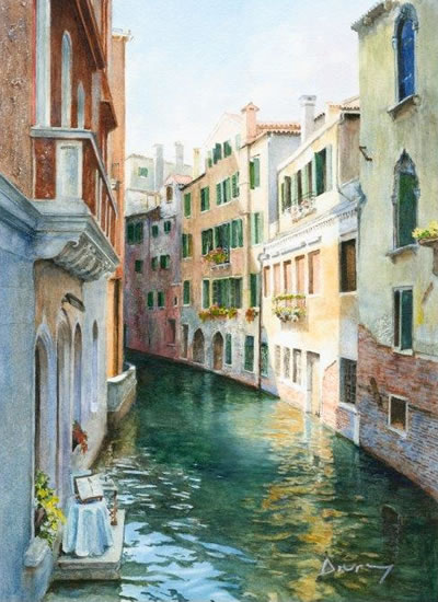 Venice Reflections In Canal - Prints Of Painting Drury Art Gallery